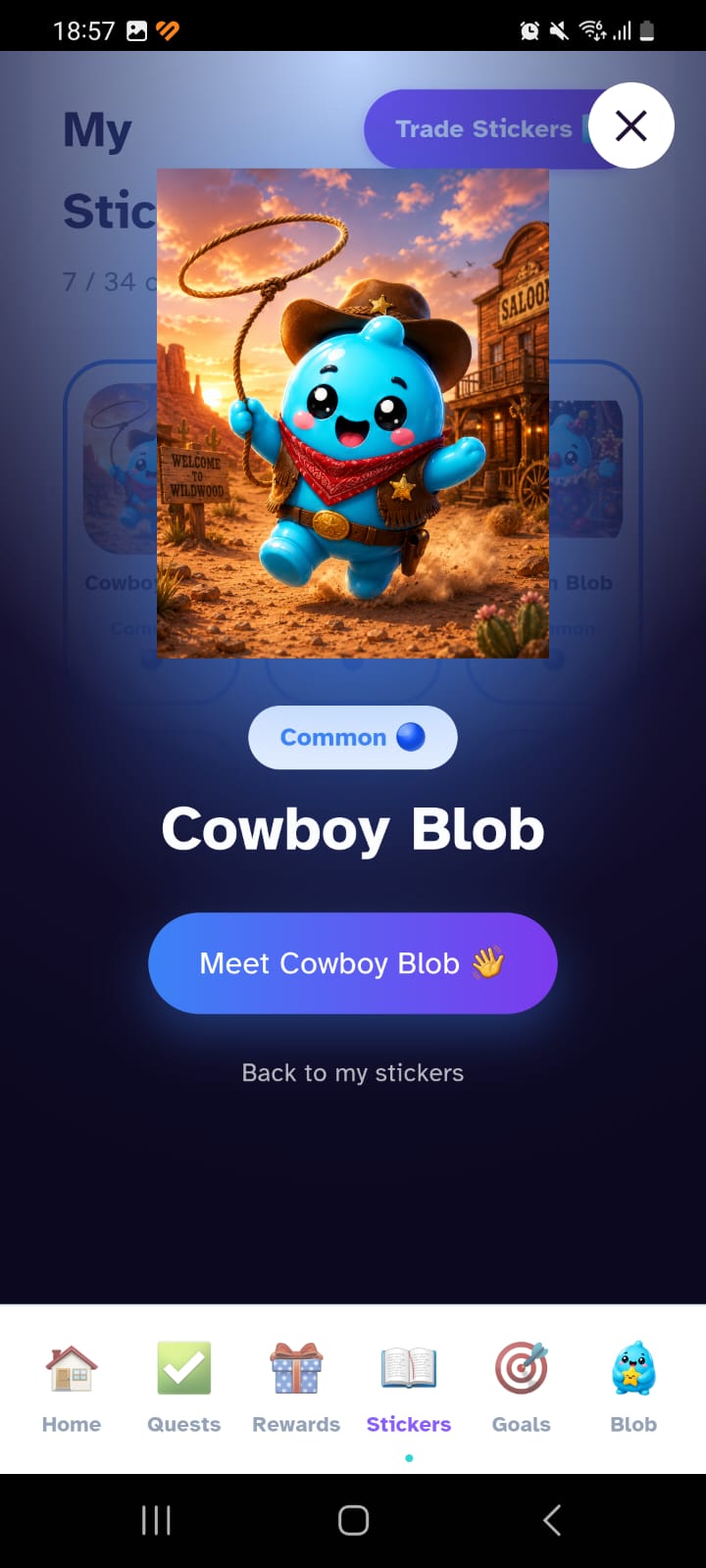 SquishBlob sticker collection screen